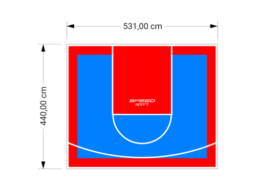 23M2/440X531CM BŁĘKITNO-CZERWONE BOISKO DO KOSZYKÓWKI SPEEDSPORT HEXA POWER PRO
