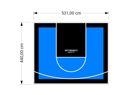 23M2/440X531CM BŁĘKITNO-CZARNE BOISKO DO KOSZYKÓWKI SPEEDSPORT HEXA POWER PRO