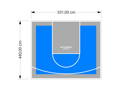 23M2/440X531CM BŁĘKITNO-SZARE BOISKO DO KOSZYKÓWKI SPEEDSPORT HEXA POWER PRO