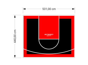 23M2/440X531CM CZARNO-CZERWONE BOISKO DO KOSZYKÓWKI SPEEDSPORT HEXA POWER PRO