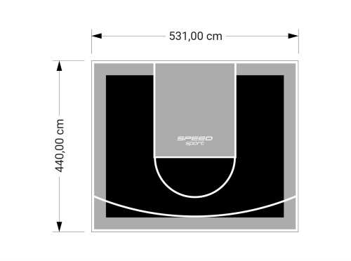 23M2/440X531CM CZARNO-SZARE BOISKO DO KOSZYKÓWKI SPEEDSPORT HEXA POWER PRO