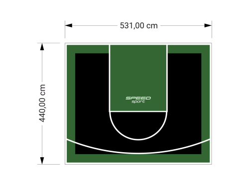 23M2/440X531CM CZARNO-ZIELONE BOISKO DO KOSZYKÓWKI SPEEDSPORT HEXA POWER PRO