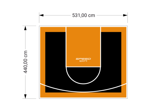 23M2/440X531CM CZARNO-POMARAŃCZOWE BOISKO DO KOSZYKÓWKI SPEEDSPORT HEXA POWER PRO