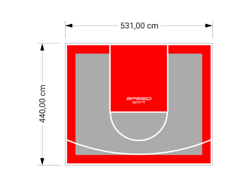 23M2/440X531CM SZARO-CZERWONE BOISKO DO KOSZYKÓWKI SPEEDSPORT HEXA POWER PRO