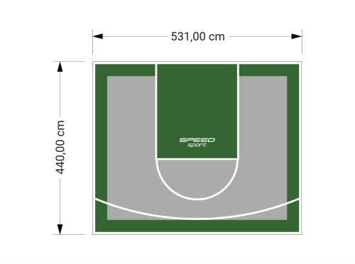 23M2/440X531CM SZARO-ZIELONE BOISKO DO KOSZYKÓWKI SPEEDSPORT HEXA POWER PRO
