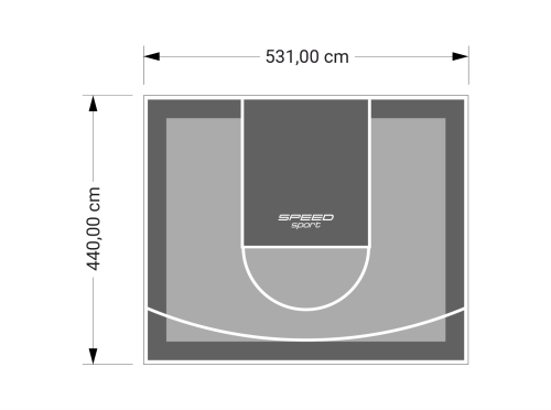 23M2/440X531CM SZARO-GRAFITOWE BOISKO DO KOSZYKÓWKI SPEEDSPORT HEXA POWER PRO