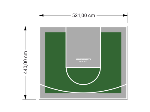 23M2/440X531CM ZIELONO-SZARE BOISKO DO KOSZYKÓWKI SPEEDSPORT HEXA POWER PRO