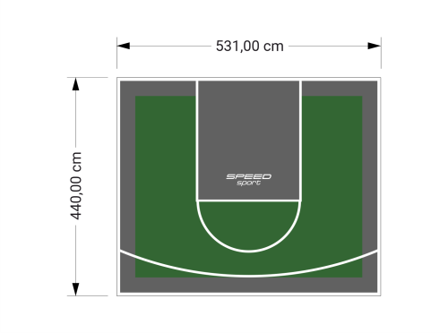 23M2/440X531CM ZIELONO-GRAFITOWE BOISKO DO KOSZYKÓWKI SPEEDSPORT HEXA POWER PRO