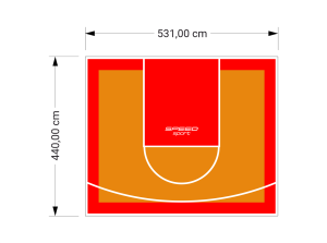 23M2/440X531CM POMARAŃCZOWO-CZERWONE BOISKO DO KOSZYKÓWKI SPEEDSPORT HEXA POWER PRO