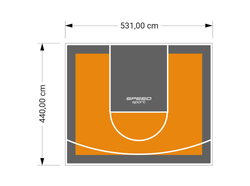 23M2/440X531CM POMARAŃCZOWO-GRAFITOWE BOISKO DO KOSZYKÓWKI SPEEDSPORT HEXA POWER PRO