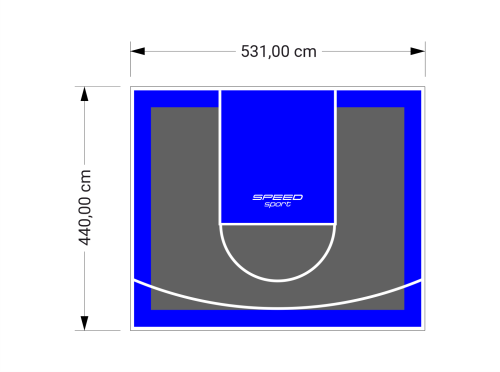 23M2/440X531CM GRAFITOWO-NIEBIESKIE BOISKO DO KOSZYKÓWKI SPEEDSPORT HEXA POWER PRO