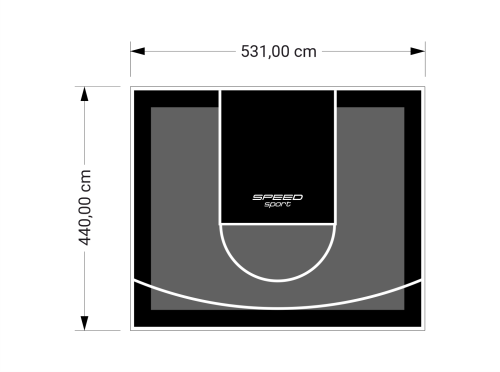 23M2/440X531CM GRAFITOWO-CZARNE BOISKO DO KOSZYKÓWKI SPEEDSPORT HEXA POWER PRO