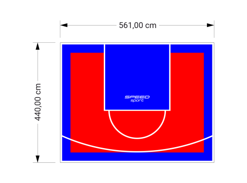 25M2/440X561CM CZERWONO-NIEBIESKIE BOISKO DO KOSZYKÓWKI SPEEDSPORT HEXA POWER PRO