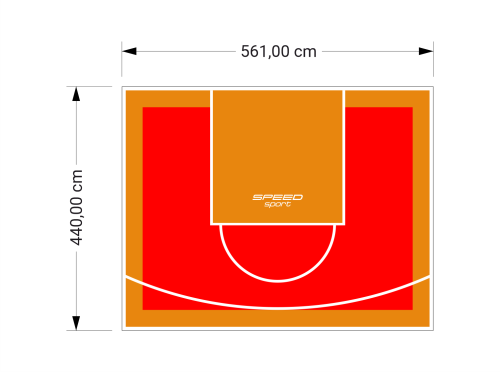 25M2/440X561CM CZERWONO-POMARAŃCZOWE BOISKO DO KOSZYKÓWKI SPEEDSPORT HEXA POWER PRO