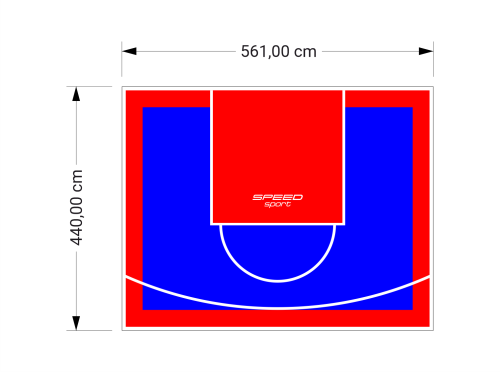 25M2/440X561CM NIEBIESKO-CZERWONE BOISKO DO KOSZYKÓWKI SPEEDSPORT HEXA POWER PRO
