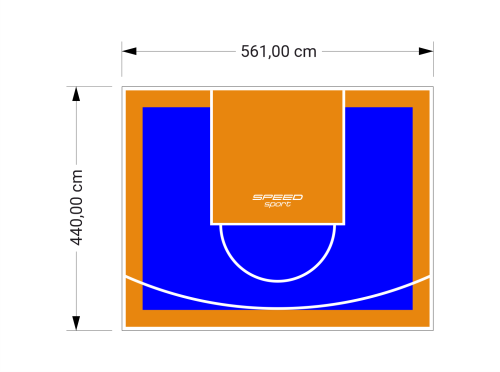 25M2/440X561CM NIEBIESKO-POMARAŃCZOWE BOISKO DO KOSZYKÓWKI SPEEDSPORT HEXA POWER PRO