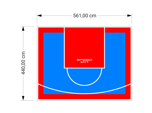 25M2/440X561CM BŁĘKITNO-CZERWONE BOISKO DO KOSZYKÓWKI SPEEDSPORT HEXA POWER PRO