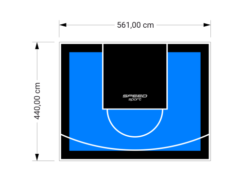25M2/440X561CM BŁĘKITNO-CZARNE BOISKO DO KOSZYKÓWKI SPEEDSPORT HEXA POWER PRO