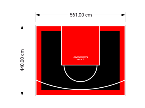 25M2/440X561CM CZARNO-CZERWONE BOISKO DO KOSZYKÓWKI SPEEDSPORT HEXA POWER PRO