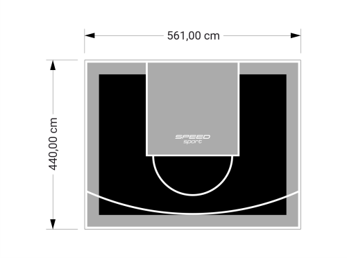 25M2/440X561CM CZARNO-SZARE BOISKO DO KOSZYKÓWKI SPEEDSPORT HEXA POWER PRO