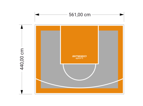 25M2/440X561CM SZARO-POMARAŃCZOWE BOISKO DO KOSZYKÓWKI SPEEDSPORT HEXA POWER PRO