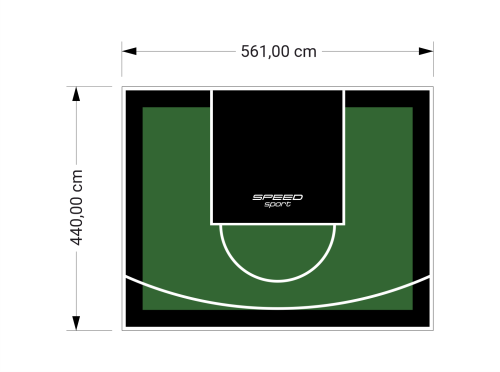 25M2/440X561CM ZIELONO-CZARNE BOISKO DO KOSZYKÓWKI SPEEDSPORT HEXA POWER PRO