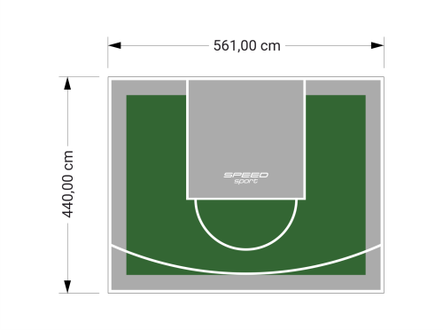 25M2/440X561CM ZIELONO-SZARE BOISKO DO KOSZYKÓWKI SPEEDSPORT HEXA POWER PRO