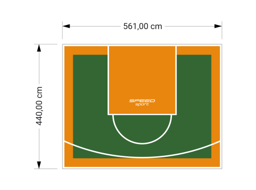 25M2/440X561CM ZIELONO-POMARAŃCZOWE BOISKO DO KOSZYKÓWKI SPEEDSPORT HEXA POWER PRO