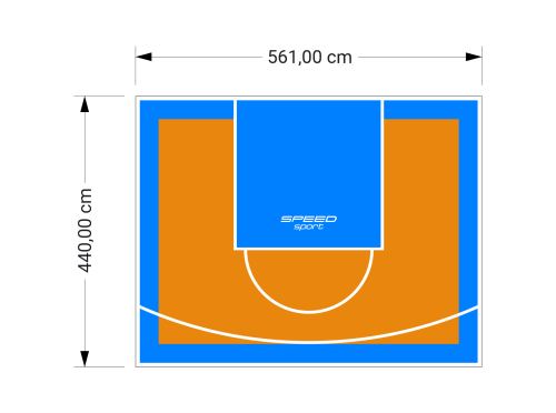 25M2/440X561CM POMARAŃCZOWO-BŁĘKITNE BOISKO DO KOSZYKÓWKI SPEEDSPORT HEXA POWER PRO