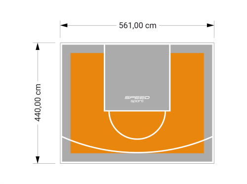 25M2/440X561CM POMARAŃCZOWO-SZARE BOISKO DO KOSZYKÓWKI SPEEDSPORT HEXA POWER PRO