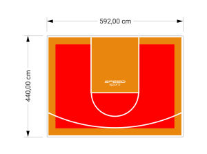 26M2/440X592CM CZERWONO-POMARAŃCZOWE BOISKO DO KOSZYKÓWKI SPEEDSPORT HEXA POWER PRO