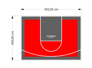 26M2/440X592CM CZERWONO-GRAFITOWE BOISKO DO KOSZYKÓWKI SPEEDSPORT HEXA POWER PRO