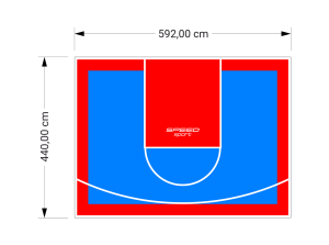 26M2/440X592CM BŁĘKITNO-CZERWONE BOISKO DO KOSZYKÓWKI SPEEDSPORT HEXA POWER PRO
