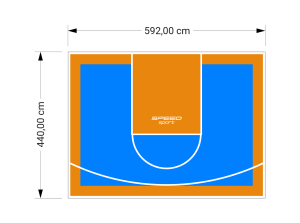 26M2/440X592CM BŁĘKITNO-POMARAŃCZOWE BOISKO DO KOSZYKÓWKI SPEEDSPORT HEXA POWER PRO