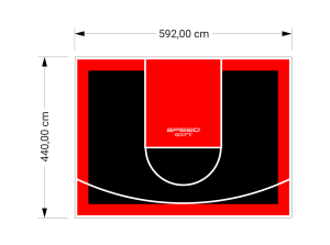 26M2/440X592CM CZARNO-CZERWONE BOISKO DO KOSZYKÓWKI SPEEDSPORT HEXA POWER PRO