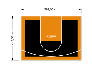 26M2/440X592CM CZARNO-POMARAŃCZOWE BOISKO DO KOSZYKÓWKI SPEEDSPORT HEXA POWER PRO