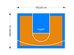 26M2/440X592CM POMARAŃCZOWO-BŁĘKITNE BOISKO DO KOSZYKÓWKI SPEEDSPORT HEXA POWER PRO