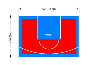 27M2/440X622CM CZERWONO-BŁĘKITNE BOISKO DO KOSZYKÓWKI SPEEDSPORT HEXA POWER PRO