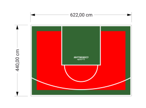 27M2/440X622CM CZERWONO-ZIELONE BOISKO DO KOSZYKÓWKI SPEEDSPORT HEXA POWER PRO