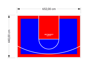 29M2/440X652CM NIEBIESKO-CZERWONE BOISKO DO KOSZYKÓWKI SPEEDSPORT HEXA POWER PRO