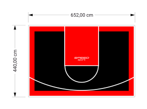 29M2/440X652CM CZARNO-CZERWONE BOISKO DO KOSZYKÓWKI SPEEDSPORT HEXA POWER PRO