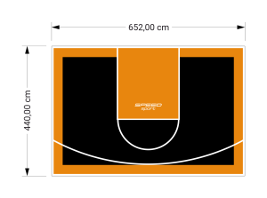 29M2/440X652CM CZARNO-POMARAŃCZOWE BOISKO DO KOSZYKÓWKI SPEEDSPORT HEXA POWER PRO