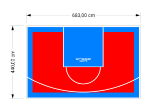 30M2/440X683CM CZERWONO-BŁĘKITNE BOISKO DO KOSZYKÓWKI SPEEDSPORT HEXA POWER PRO