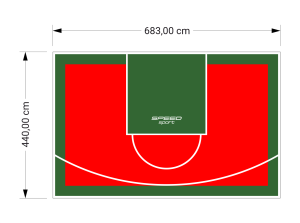 30M2/440X683CM CZERWONO-ZIELONE BOISKO DO KOSZYKÓWKI SPEEDSPORT HEXA POWER PRO