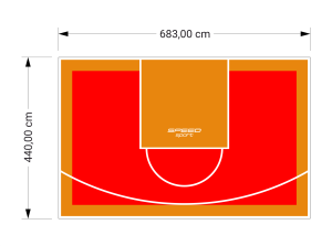 30M2/440X683CM CZERWONO-POMARAŃCZOWE BOISKO DO KOSZYKÓWKI SPEEDSPORT HEXA POWER PRO