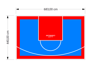 30M2/440X683CM BŁĘKITNO-CZERWONE BOISKO DO KOSZYKÓWKI SPEEDSPORT HEXA POWER PRO