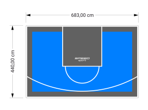 30M2/440X683CM BŁĘKITNO-GRAFITOWE BOISKO DO KOSZYKÓWKI SPEEDSPORT HEXA POWER PRO