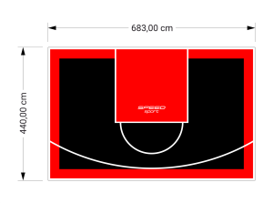 30M2/440X683CM CZARNO-CZERWONE BOISKO DO KOSZYKÓWKI SPEEDSPORT HEXA POWER PRO