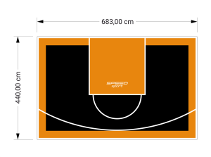 30M2/440X683CM CZARNO-POMARAŃCZOWE BOISKO DO KOSZYKÓWKI SPEEDSPORT HEXA POWER PRO