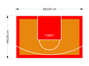 30M2/440X683CM POMARAŃCZOWO-CZERWONE BOISKO DO KOSZYKÓWKI SPEEDSPORT HEXA POWER PRO